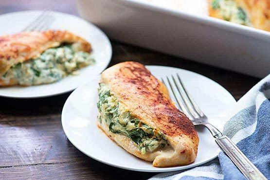 Dinner recipes with chicken . Spinach Stuffed Chicken Breasts