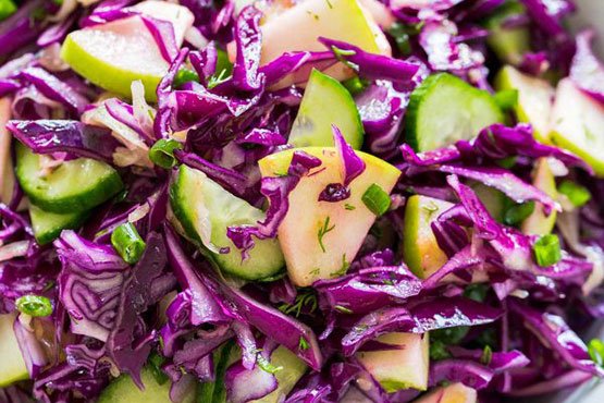 Red cabbage recipes . Red Cabbage Salad with Apple
