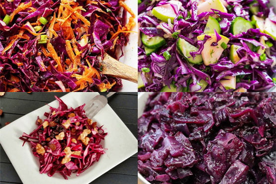 Red cabbage recipes. Easy, healthy, and colorful.