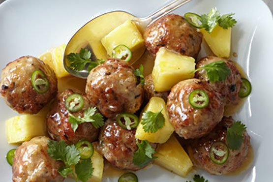 Recipes with pineapple. Hawaiian Meatballs