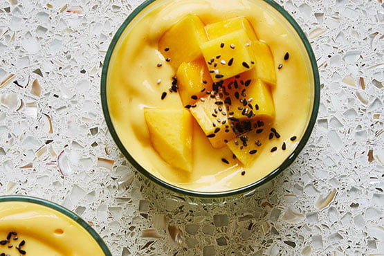 Recipes with mango . Mango-Yogurt Pudding with Lucuma and Chia Seeds