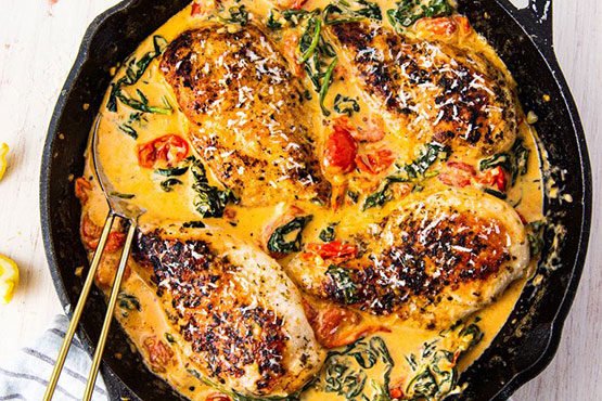 Healthy dinner ideas with chicken . Creamy Tuscan Chicken