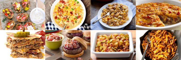 Recipes with hamburger meat and bacon. Yummy
