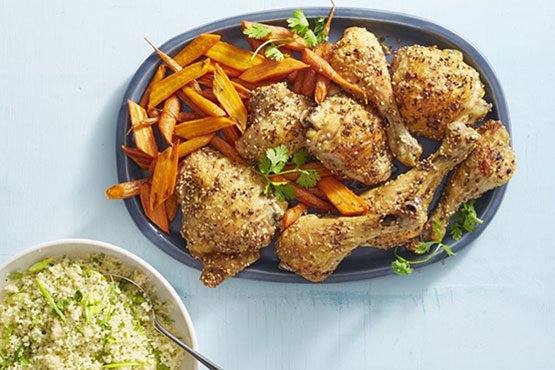 Spiced Sesame Chicken With Carrots and Couscous
