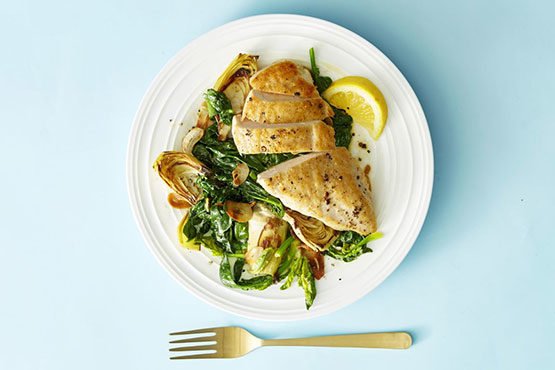 Chicken with Creamy Spinach and Artichokes