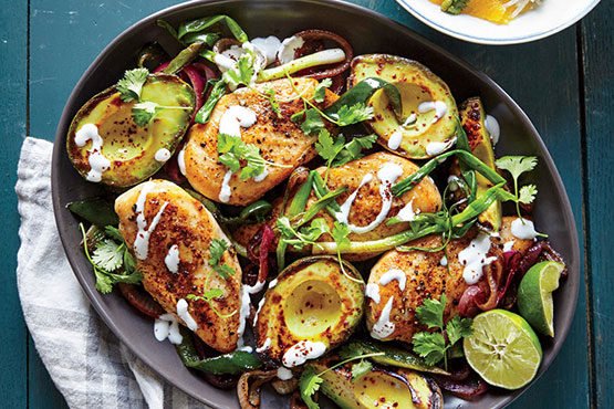 Skillet Chicken with Seared Avocados