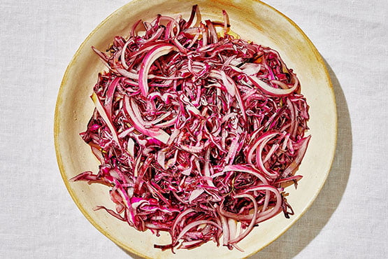 Red Cabbage and Onion Slaw