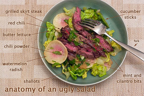 Anatomy of an Ugly Salad - Thai beef salad -Yum Neua